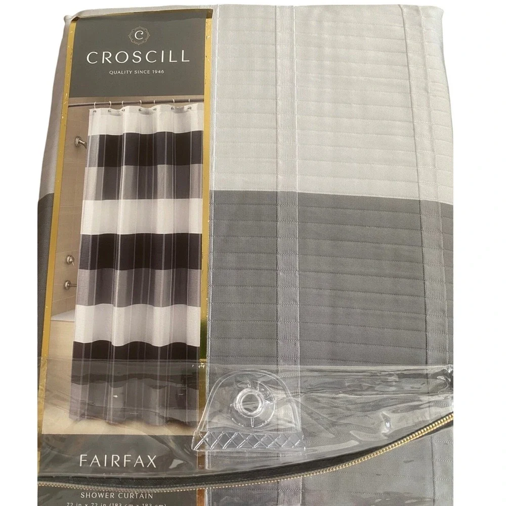 Croscill Fairfax‎ Fabric Shower Curtain Black/Gray 72